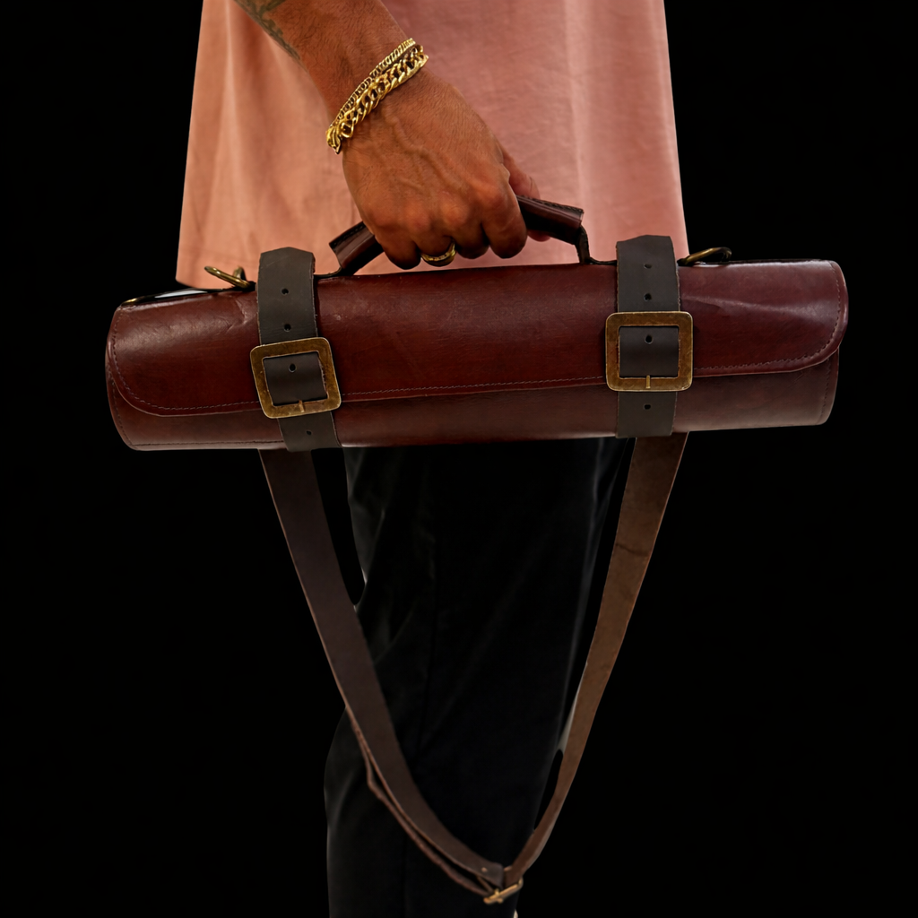 Estojo Porta Facas em couro