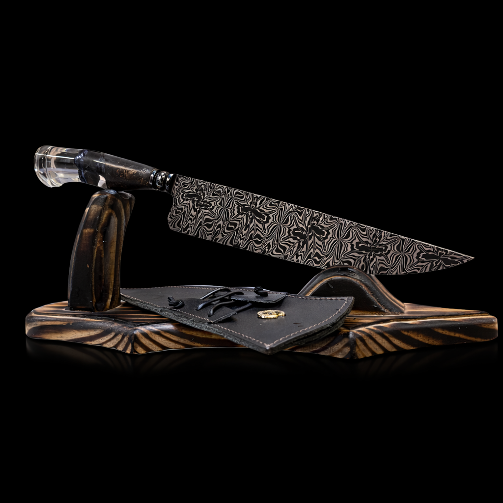Faca em Aço damasco mosaico - KM
