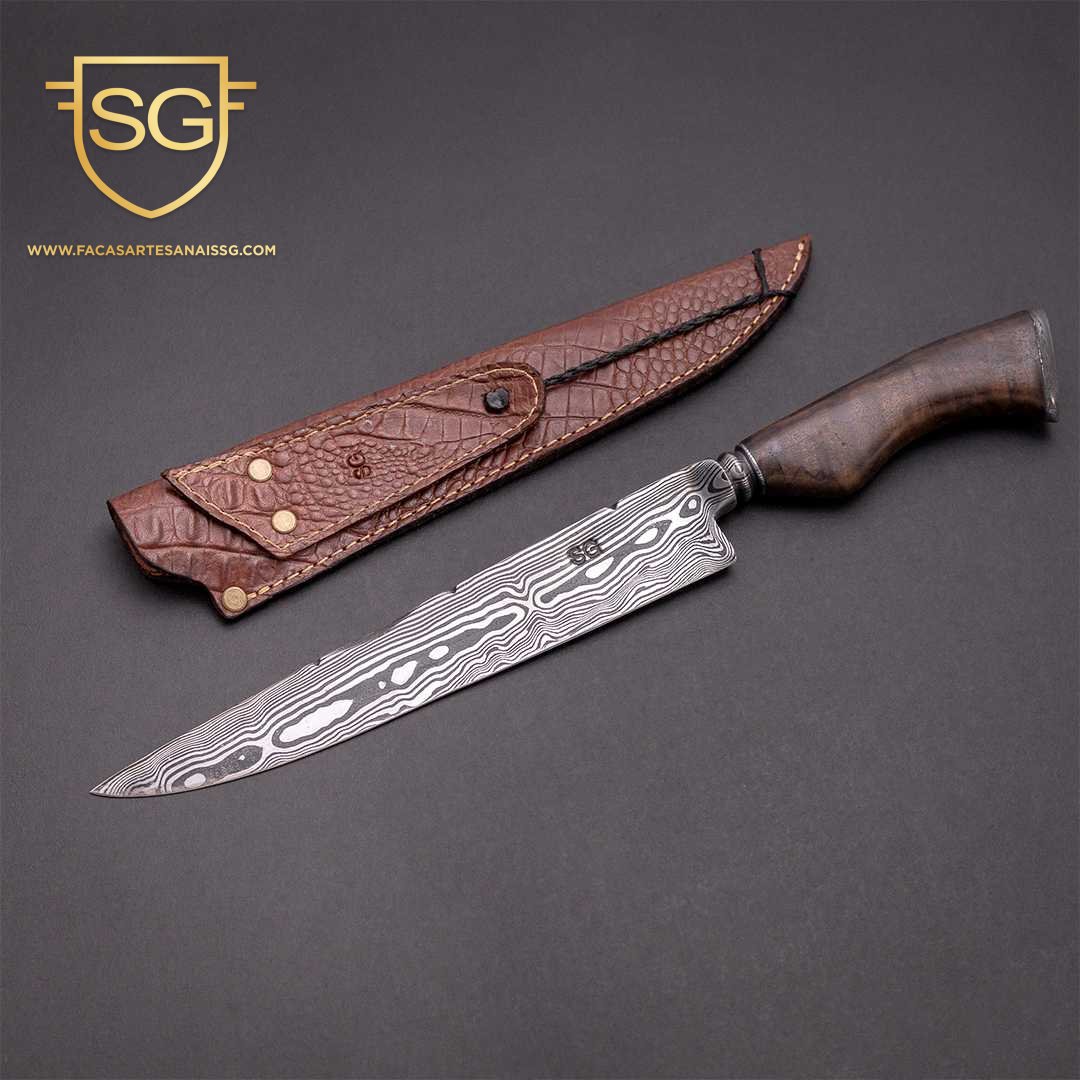 Damasco Padrão Aleatório Ponta Fina 9 Polegadas Facas SG