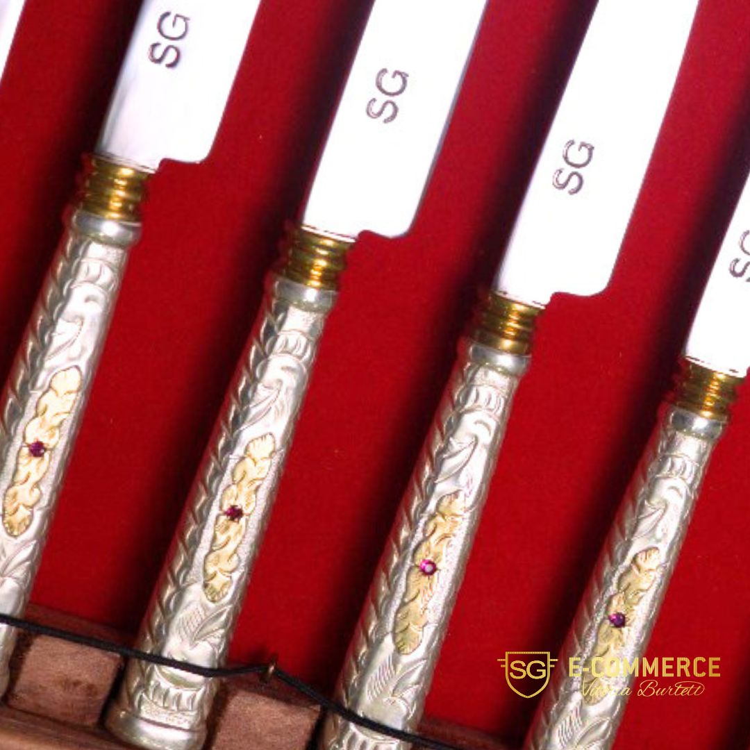 Conjunto de Talheres Prata e Ouro SG