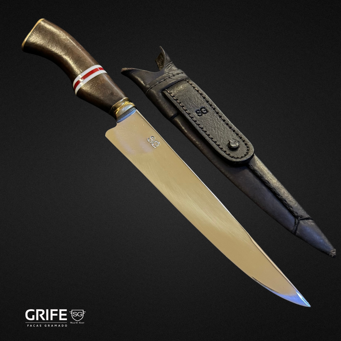 Faca Tradicional- Cabo Branco com Vermelho