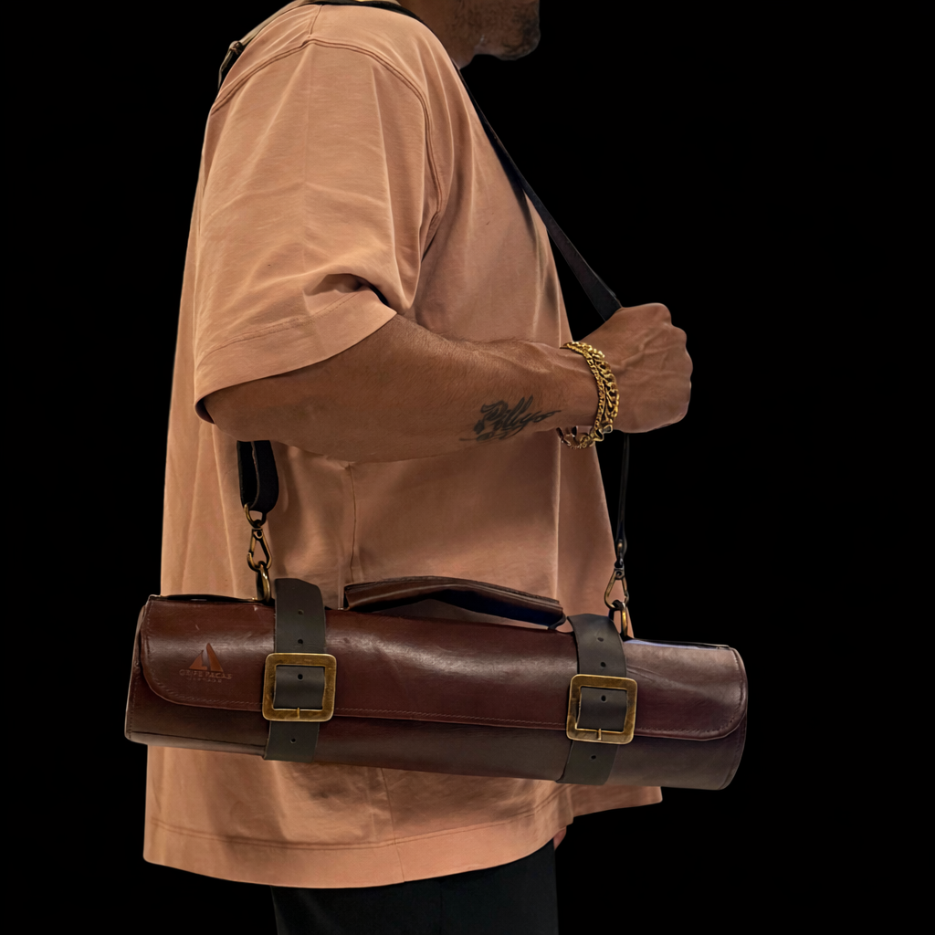 Estojo Porta Facas em couro