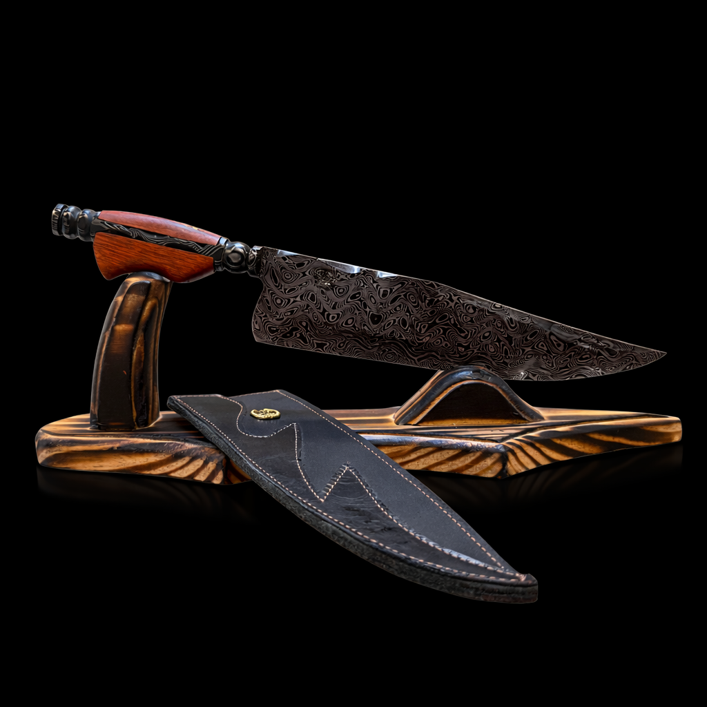 Faca em Aço Damasco – Padrão Arkansas Invertido