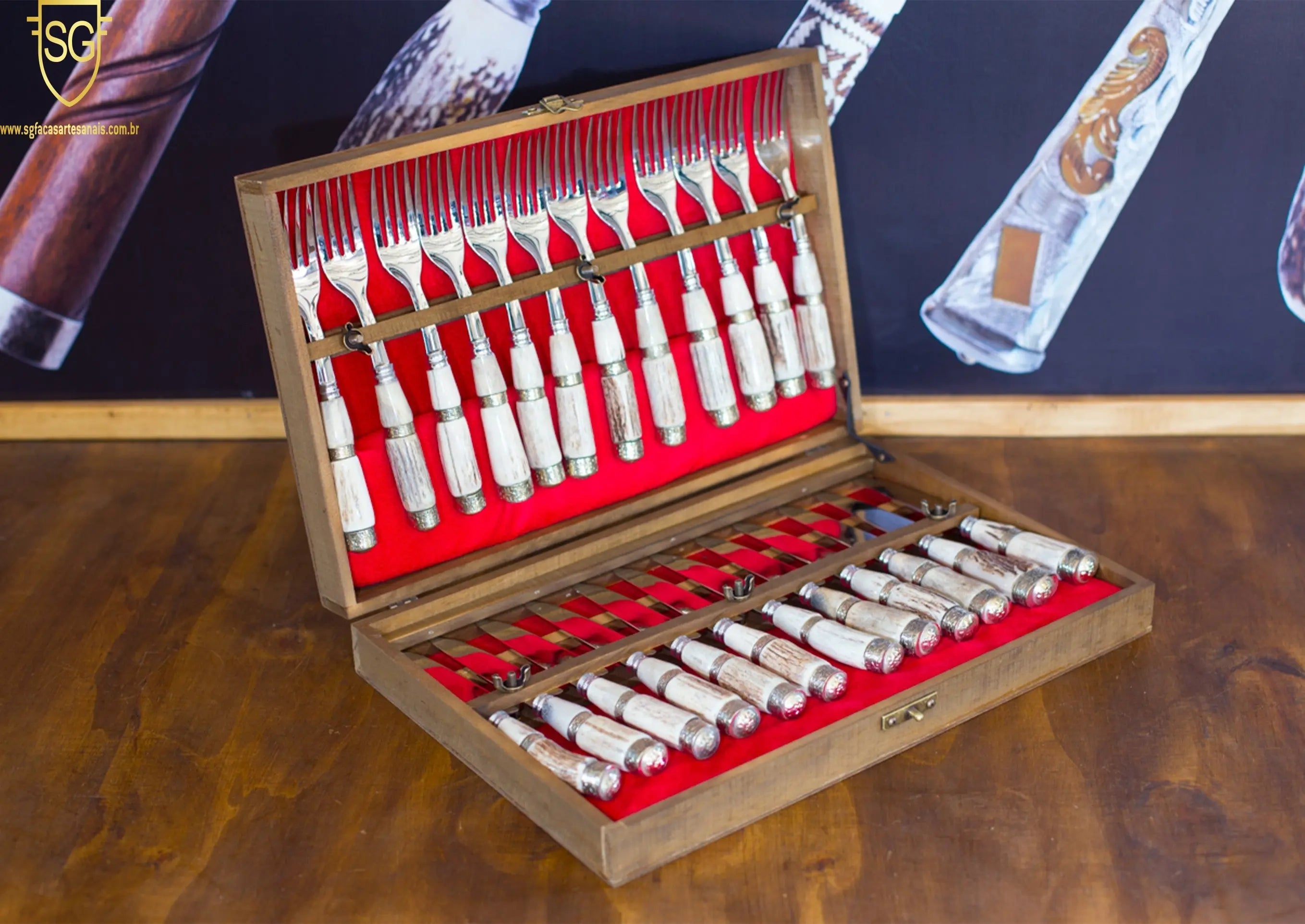 Conj de Talher 24 peças- Cervo e Alpaca Facas SG