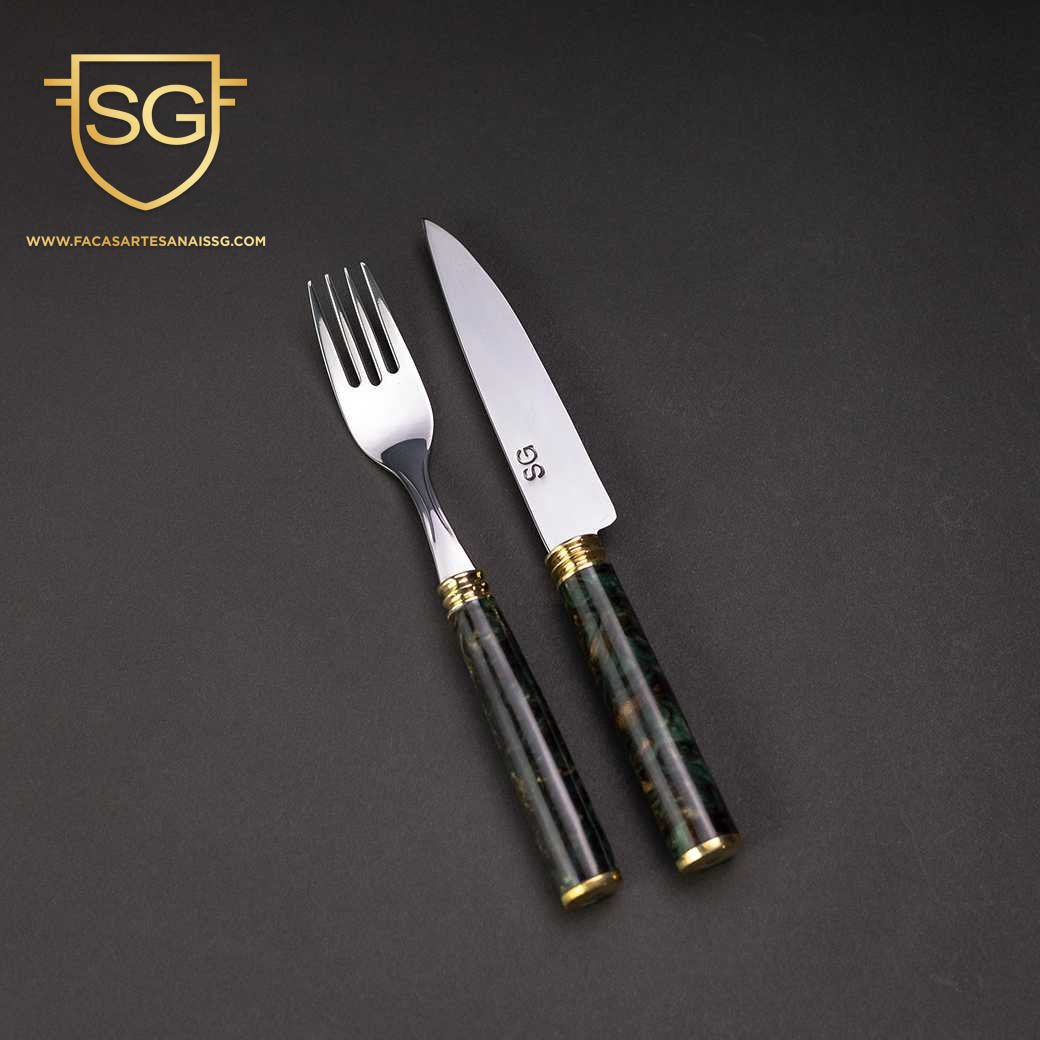 Conjunto de Talher Inox 24 Peças - Cabo Resina