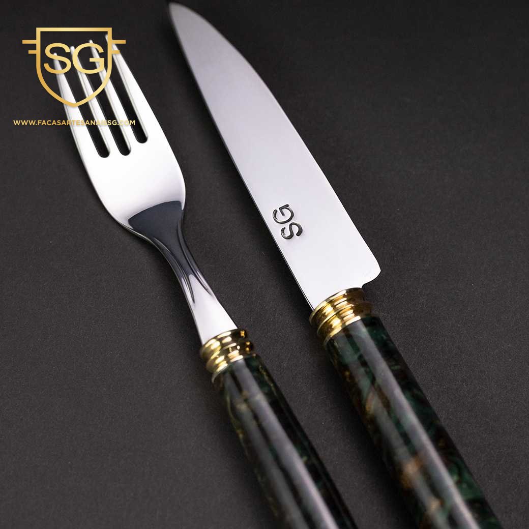 Conjunto de Talher Inox 24 Peças - Cabo Resina