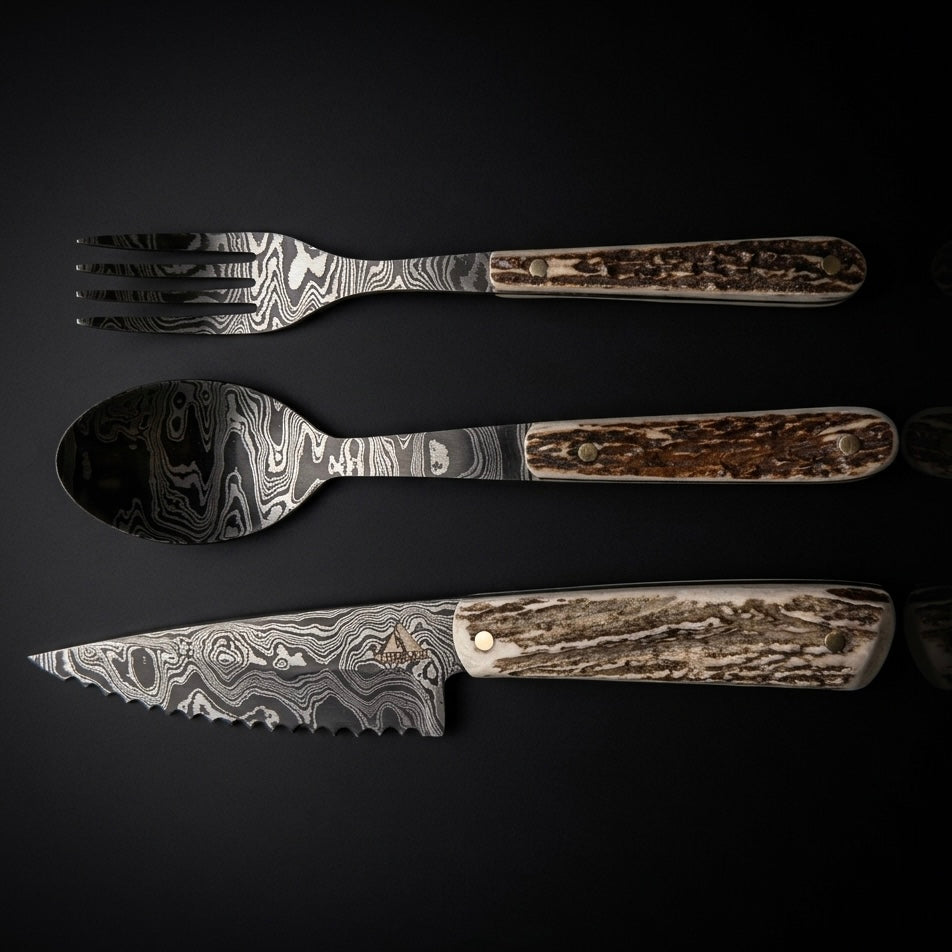 Tri conjunto de mesa Aço Damasco