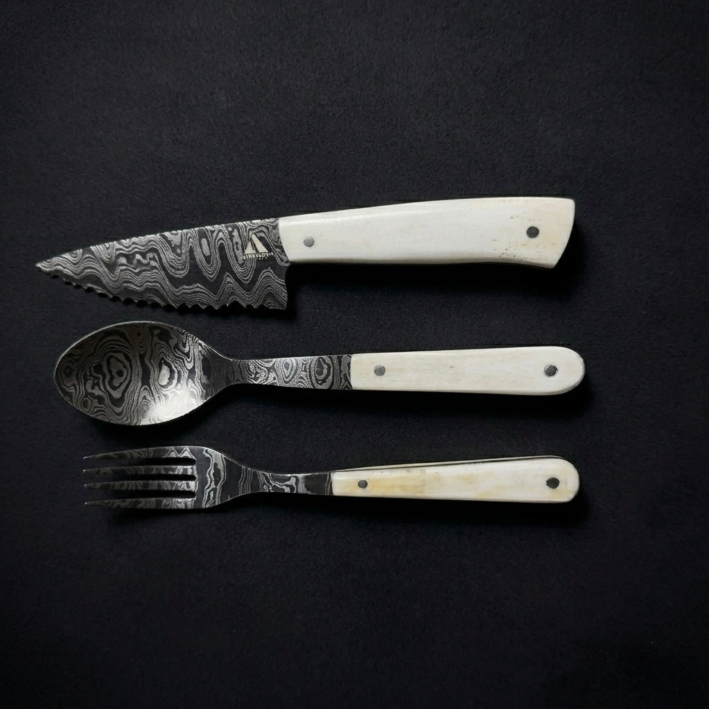 Tri conjunto de mesa Aço Damasco